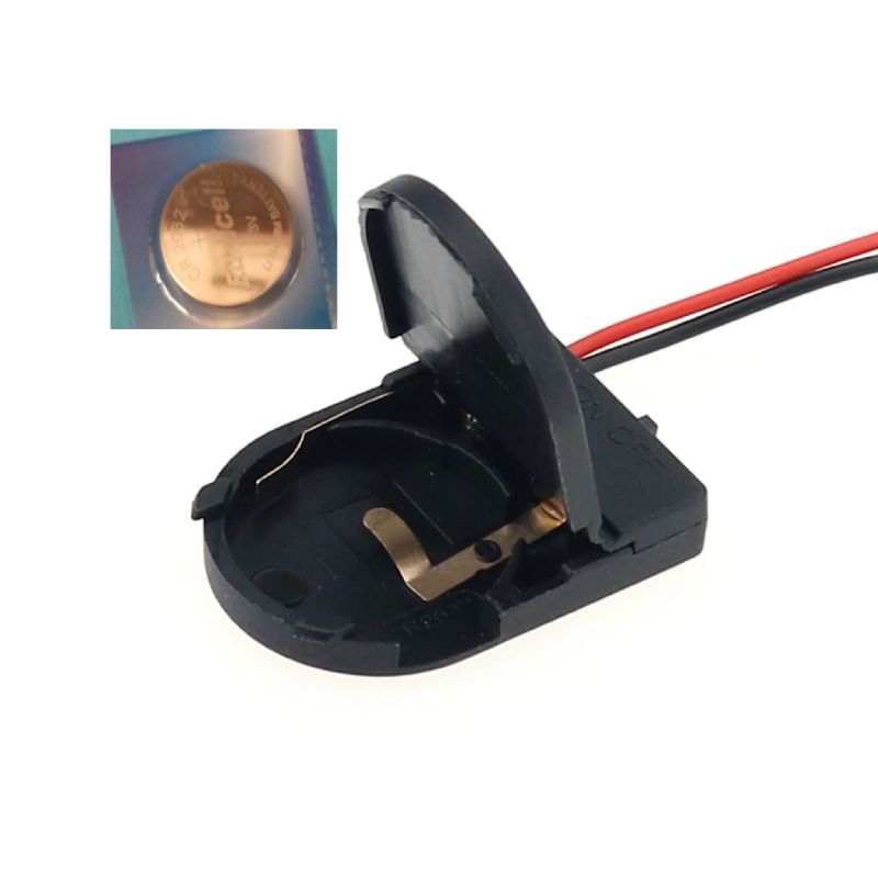 3 volt CR2032 Battery Holder with wires & on/off switch plus battery